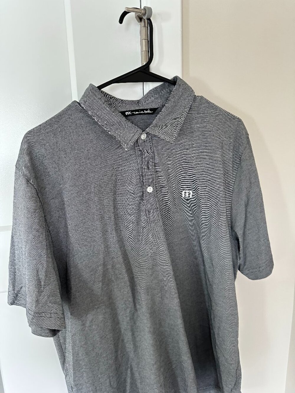 Travis Matthew Mens Grey Striped Short Sleeve Large Polo Golf Shirt
